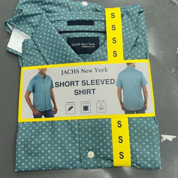 NEW Jachs New York Men's S Short-Sleeved Green Button-Down Shirt - Picture 2 of 8